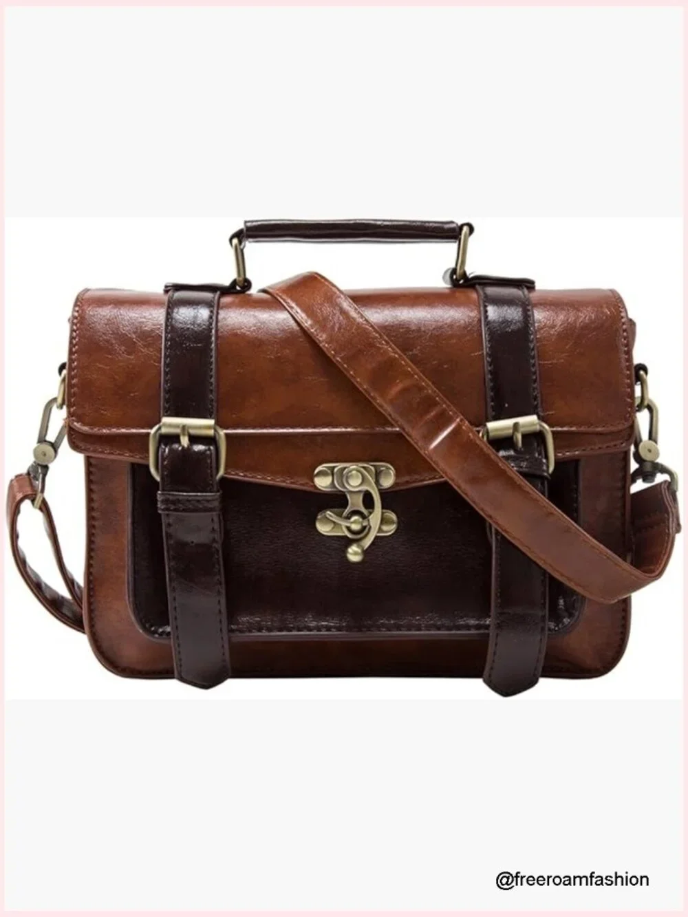 Vintage PU Leather Satchel Crossbody Messenger Bag Work College Purse